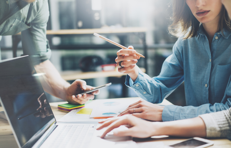 IT team working and communicating at the workplace