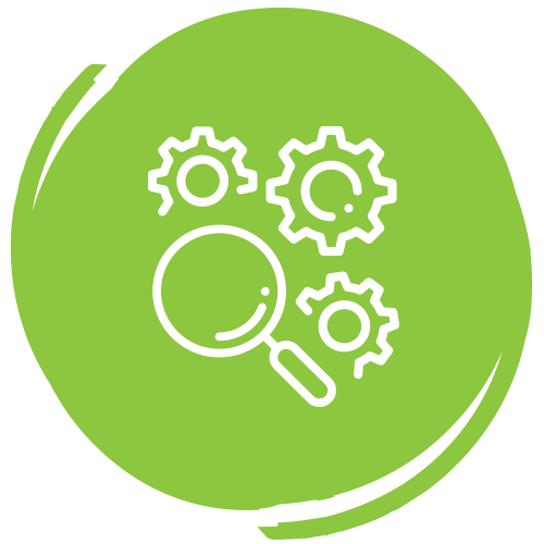 component-testing-icon Icon of gears with a magnifying glass