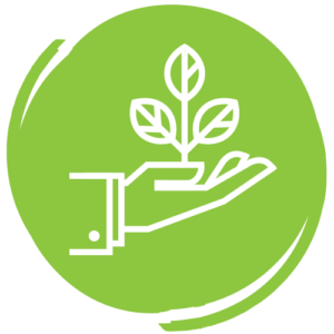 Icon of a hand holding a plant